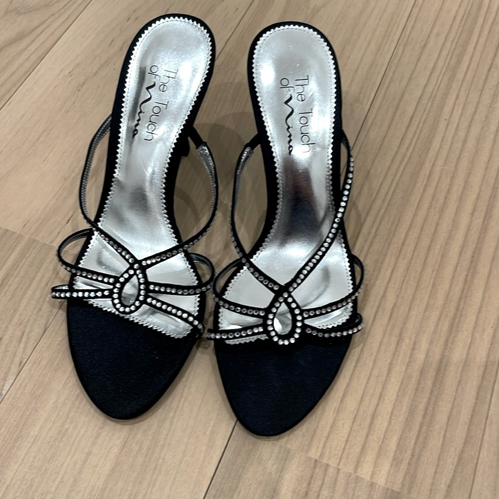 Black studded slip on sandals
